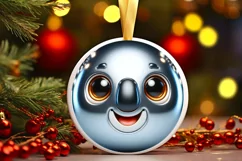 Christmas Koala Round Ornament Sublimation PNG Product Image 3