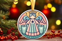 Round Christmas Ornament Sublimation|Clipart Product Image 2