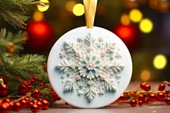 Snow Flake Christmas Round Cute Ornament Sublimation Product Image 2