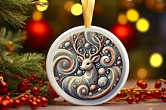 Round Christmas Ornament Sublimation|Clipart Product Image 2