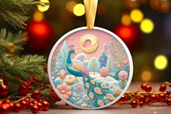 Round Christmas Ornament Sublimation|Clipart Product Image 1