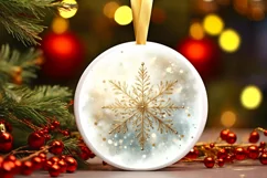 Snow Flake Christmas Round Cute Ornament Sublimation Product Image 2