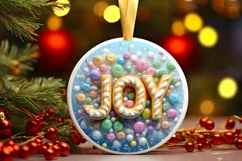Joy Christmas Round Ornament Sublimation Product Image 2