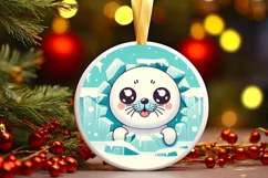 Round Christmas Ornament Sublimation|Clipart Product Image 2