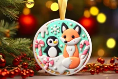 Round Christmas Ornament Sublimation|Clipart Product Image 2