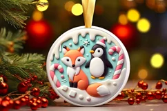 Round Christmas Ornament Sublimation|Clipart Product Image 2