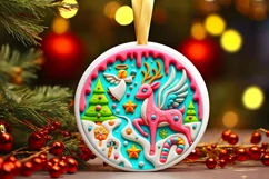 Round Christmas Ornament Sublimation|Clipart Product Image 2