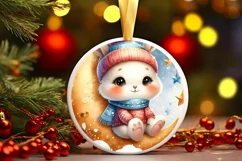 Cute Vintage Christmas Bunny PNG Product Image 3