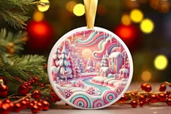 Round Christmas Ornament Sublimation|Clipart Product Image 2
