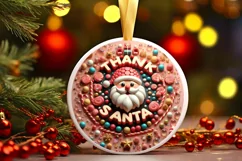 Thank Santa Christmas Round Cute Ornament Sublimation Product Image 2
