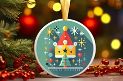 Round Christmas Ornament Sublimation|Clipart Product Image 2