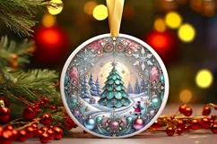 Round Christmas Ornament Sublimation|Clipart Product Image 1