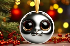 Christmas Cat Round Ornament Sublimation PNG Product Image 1
