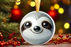 Shiny Christmas Sloth Ornament Sublimation PNG Product Image 1