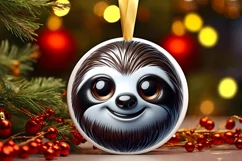Christmas Sloth Round Ornament Sublimation PNG Product Image 3