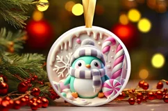 Round Christmas Ornament Sublimation|Clipart Product Image 2