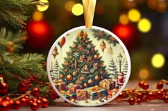 Round Christmas Ornament Sublimation|Clipart Product Image 2
