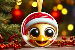 Christmas Chicken Round Ornament Sublimation PNG Product Image 3