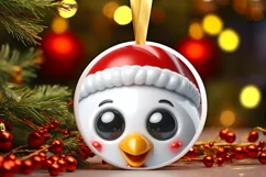 Christmas Chicken Round Ornament Sublimation PNG Product Image 1