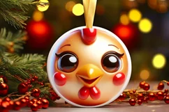 Christmas Chicken Round Ornament Sublimation PNG Product Image 1