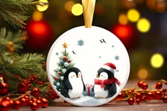 Winter Penguin Watercolor PNG Product Image 1