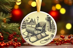 Round Christmas Ornament Sublimation|Clipart Product Image 2