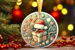 Round Christmas Ornament Sublimation|Clipart Product Image 1
