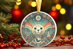 Round Christmas Ornament Sublimation|Clipart Product Image 1