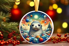 Round Christmas Ornament Sublimation|Clipart Product Image 1