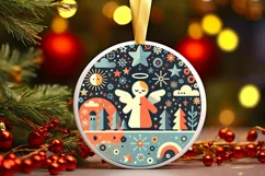 Round Christmas Ornament Sublimation|Clipart Product Image 2