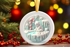 Round Christmas Ornament Sublimation|Clipart Product Image 2