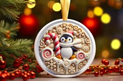 Round Christmas Ornament Sublimation|Clipart Product Image 2