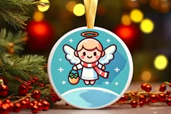 Round Christmas Ornament Sublimation|Clipart Product Image 2