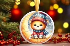 Cute Baby Lion on Moon PNG Product Image 1