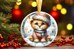 Cute Baby Lion on Moon PNG Product Image 1