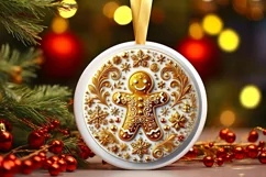 Round Christmas Ornament Sublimation|Clipart Product Image 2