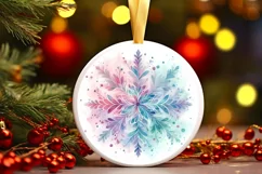 Snow Flake Christmas Round Cute Ornament Sublimation Product Image 2