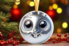 Shiny Christmas Bunny Ornament Sublimation PNG Product Image 1