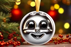 Shiny Christmas Bunny Ornament Sublimation PNG Product Image 1