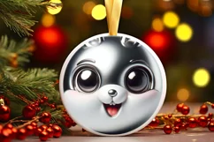 Shiny Christmas Bunny Ornament Sublimation PNG Product Image 3