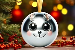 Shiny Christmas Bunny Ornament Sublimation PNG Product Image 3