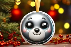 Shiny Christmas Bear Ornament Sublimation PNG Product Image 3