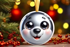 Shiny Christmas Bear Ornament Sublimation PNG Product Image 1