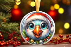 Shiny Christmas Parrot Ornament Sublimation PNG Product Image 1