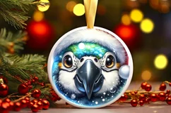 Shiny Christmas Parrot Ornament Sublimation PNG Product Image 3