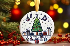 Round Christmas Ornament Sublimation|Clipart Product Image 1