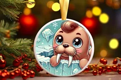 Round Christmas Ornament Sublimation|Clipart Product Image 2