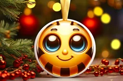 Shiny Christmas Bee Ornament Sublimation PNG Product Image 1