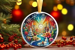 Round Christmas Ornament Sublimation|Clipart Product Image 2