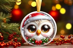 Shiny Christmas Owl Ornament Sublimation PNG Product Image 3